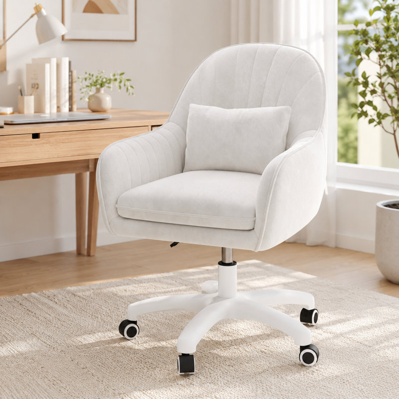 Velvet Office Chair, White
