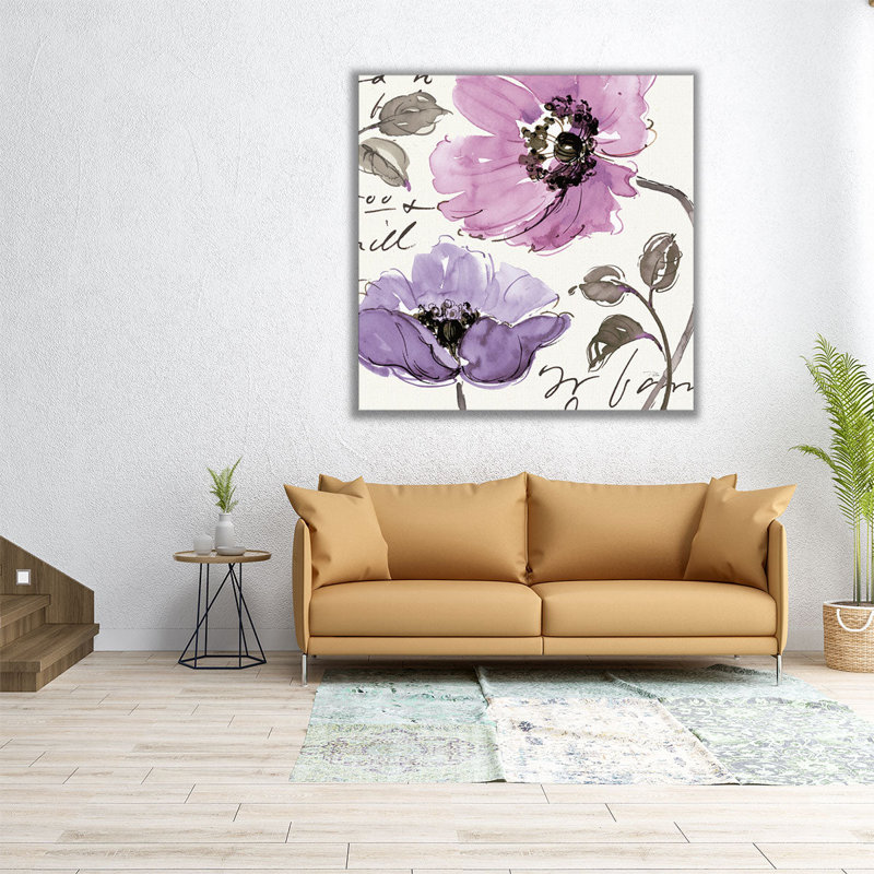 Floral Waltz Plum I - reproduction d'art sur toile, H 20 po x l 20 po