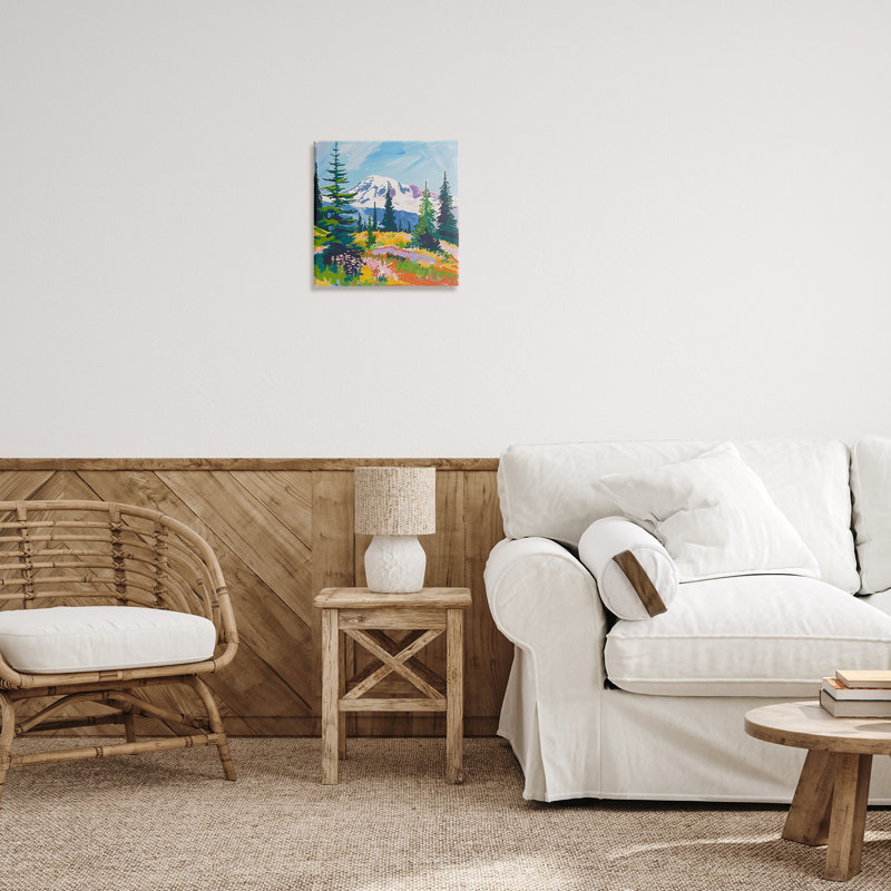 «Peaceful Mountain Valley», toile de paysage par Walker Noble, H 17 po x l 17 po