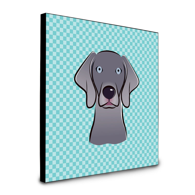Panneau mural d’art Dungorbery, bleu, Weimaraner