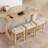 59-Inch Bar Table and 3 Upholstered Stools Set with Built-In Power Outlets, Solid Wood and MDF, Rectangular