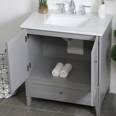 Selma 30'' Single Bathroom Vanity with Engineered Marble Top