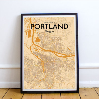 « portland city map », reproduction d’impression sur affiche