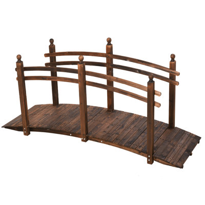 Passerelle en bois brun 1 pièce avec rampes latérales 89,75 x 29,5 pouces Garden Bridge