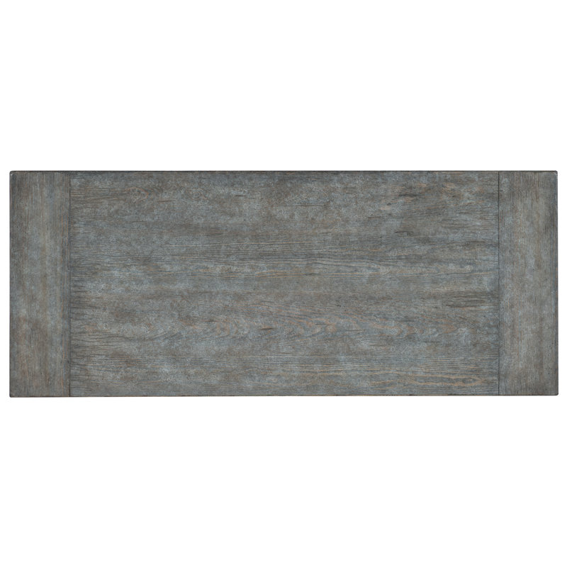 Rustic Blue Wood Console Table with Storage