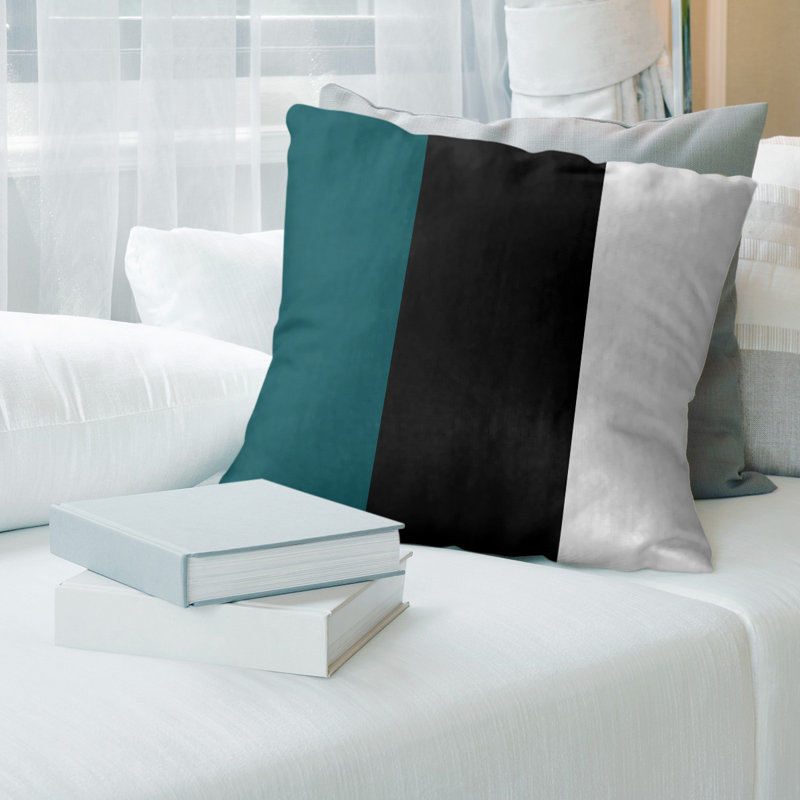 Coussin décoratif , Duvet synthétique, Noir, 16 po x 1 po