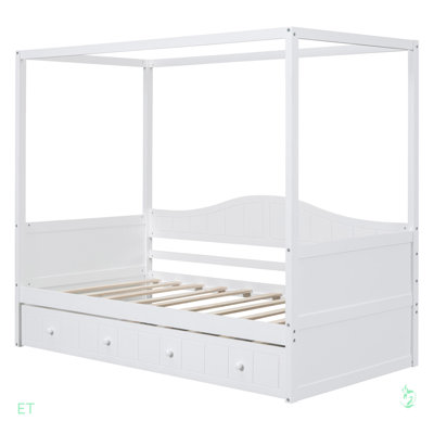 Twin Size Canopy Day Bed With Twin Size Trundle