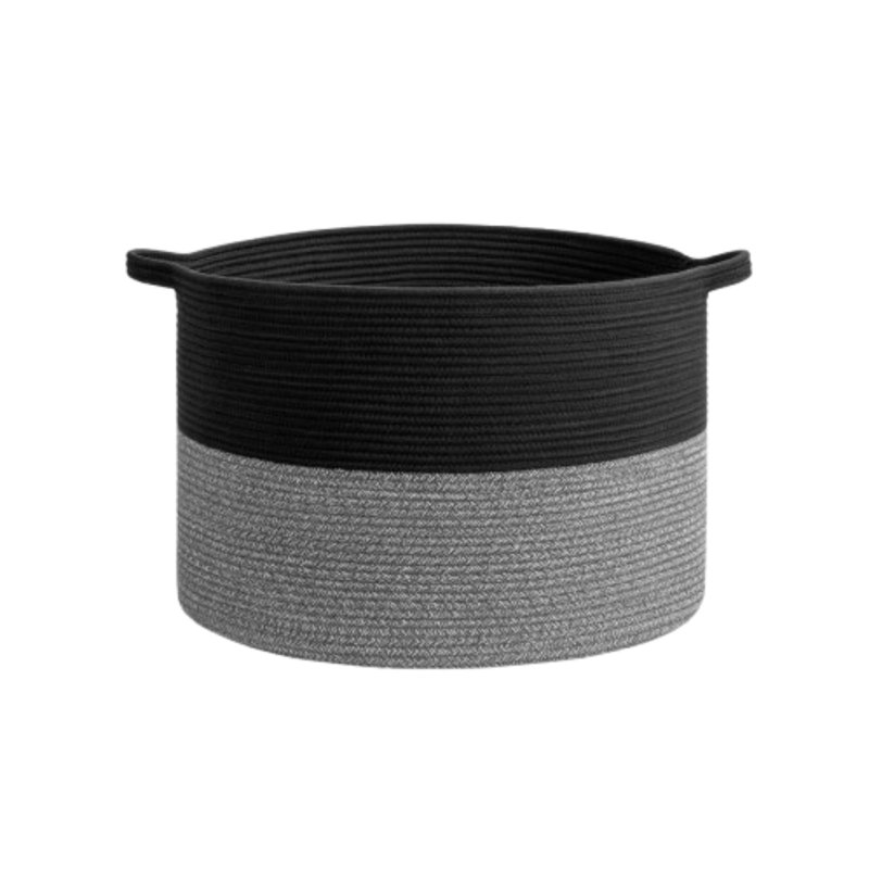 Xxxlarge Black & Grey Woven Cotton Rope Blanket Basket
