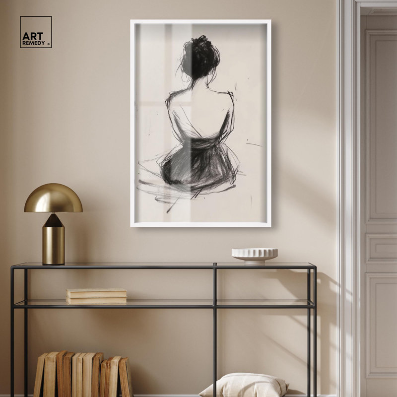«Back View II Shadowbox Print», art mural minimaliste par Art Remedy, cadre blanc, 25 x 37, H 37 po x l 25 po, Cadre blanc
