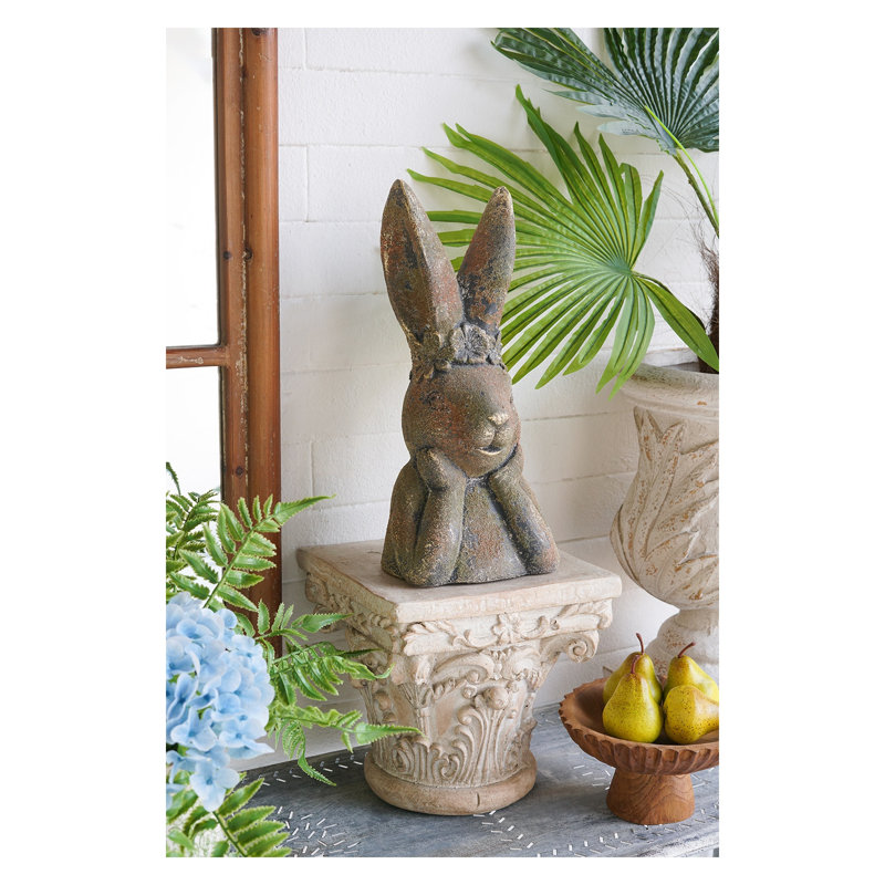6.7x5.9x15.2" Antique Rabbit Figurine