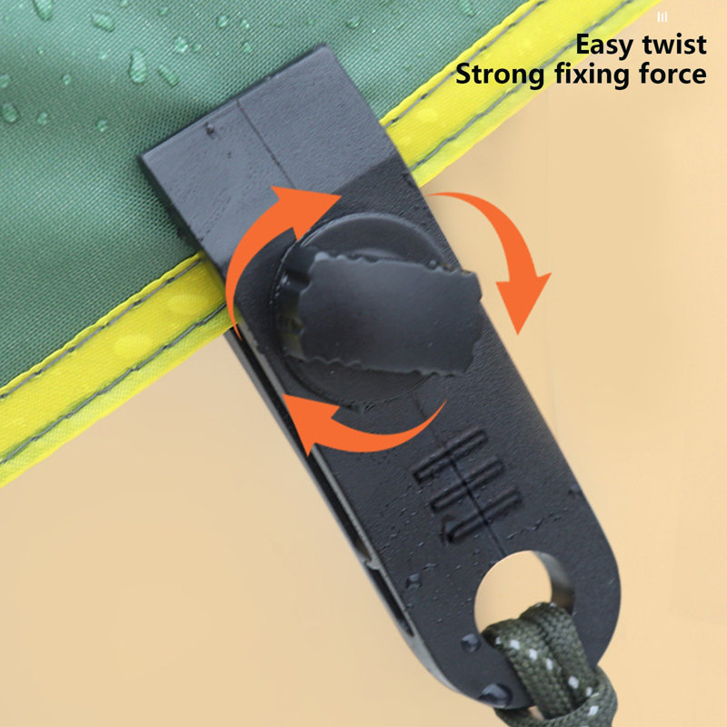 10 pièces Tente extérieure Points de traction supplémentaires Pinces fixes, Black