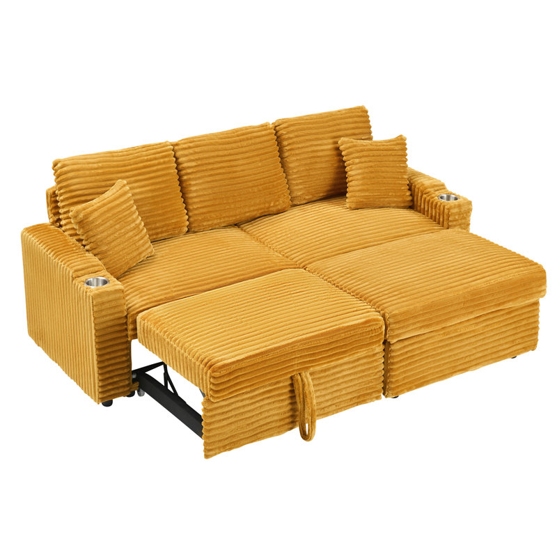 Canapé 80 po avec repose-pieds, Orange