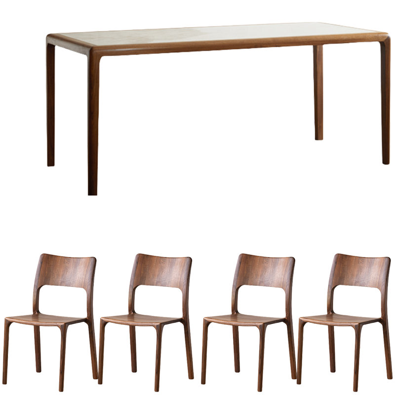 Ensemble de table de salle à manger en noyer noir, H 29,5 po x L 55,1 po x l 31,5 po