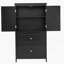 Armoire de rangement pour salle de bain, armoire avec deux portes et tiroirs, tablette réglable, panneau de fibres à densité moyenne, noir-103385733