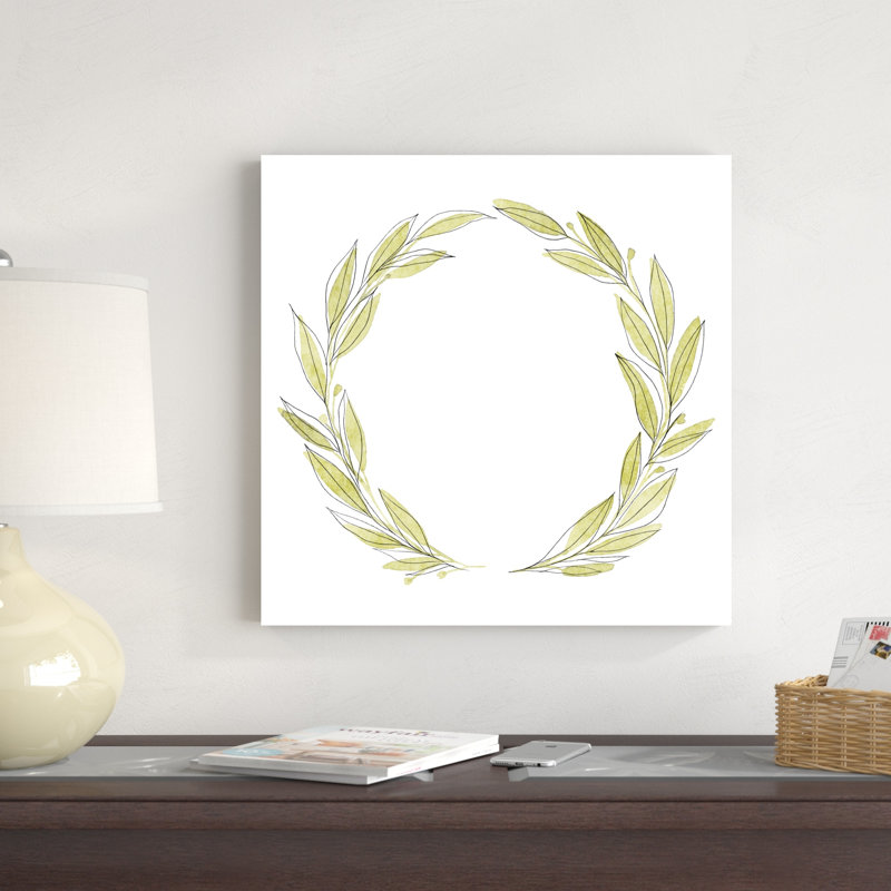 «Wreath Simplicity III» par Annie Warren - peinture sur toile tendue, H 20 po x l 20 po