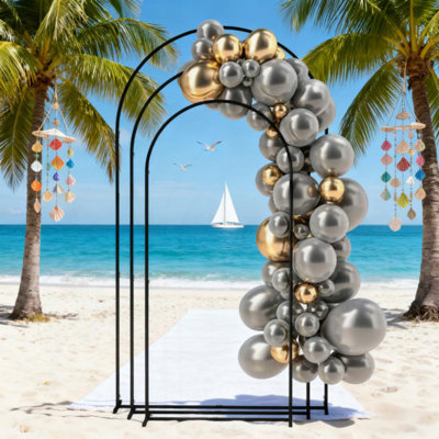 Set Of 3 Metal Arch Backdrop Stand,Wedding Arch Frame,Balloon Backdrop Arch Stand Set