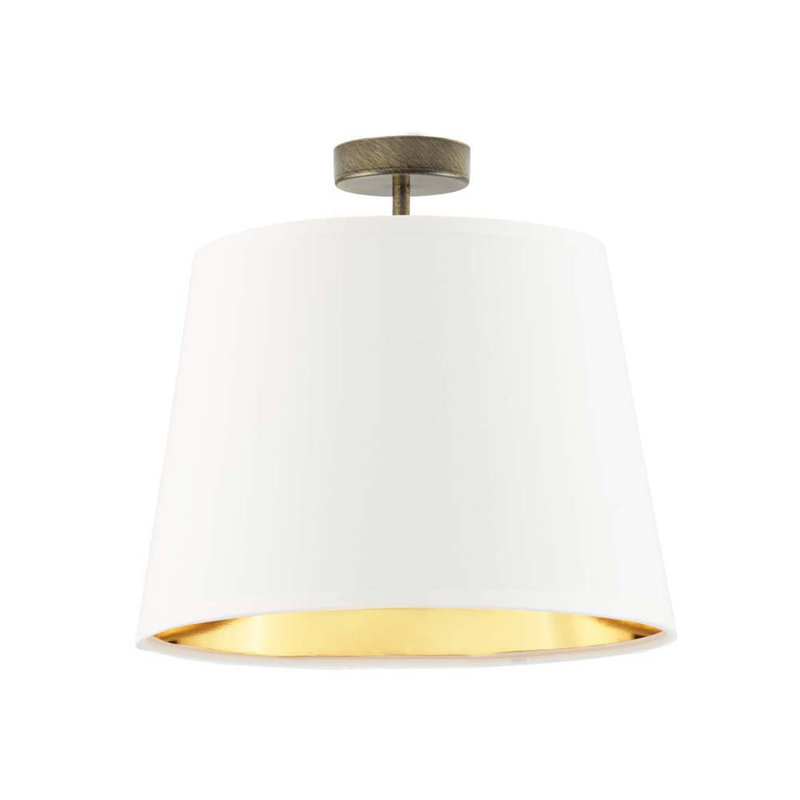 Turek Semi Flush Mount, White, Gold