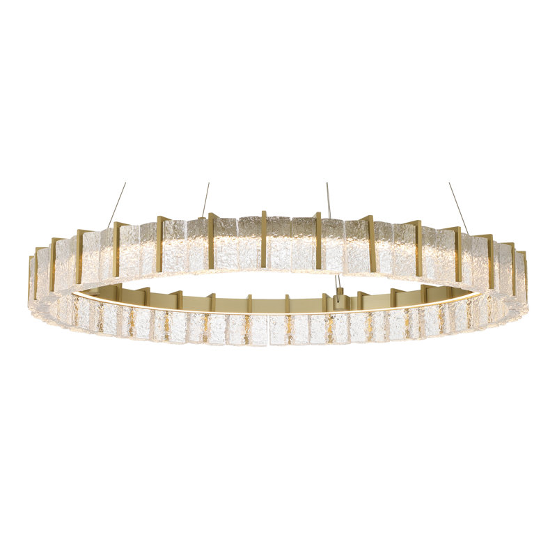Everly Quinn Reedsport - LED Ring Pendant In Soft Brass Finish, 77.6" H x 36" W x 36" D