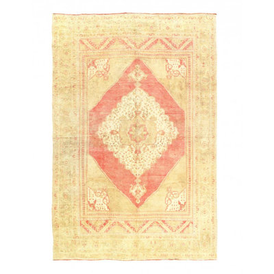 One-of-a-Kind Rectangle 6?6? × 9?11? 1980s Area Rug in Atomic Tangerine/Beige