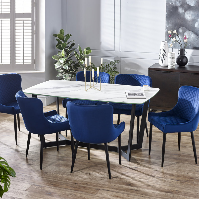 Wynnfield 6 - Person Dining Set, White Stone Effect