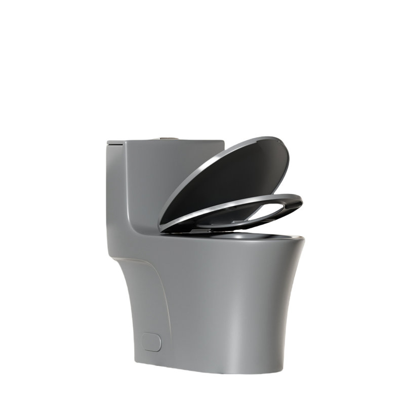 Bathroom Grey 002 Toilet, 1/1.60 Option, Water Elongated Comfort Height Floor Mounted With Pleasant Soft Closing Seat , Inspiring