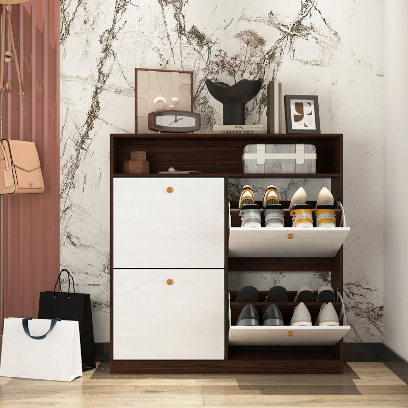 20 Pair Shoe Storage Cabinet, Walnut