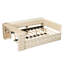 Lit plateforme tapissier pleine grandeur avec tablettes de rangement, bureau, station de charge et lit gigogne, beige-142798294