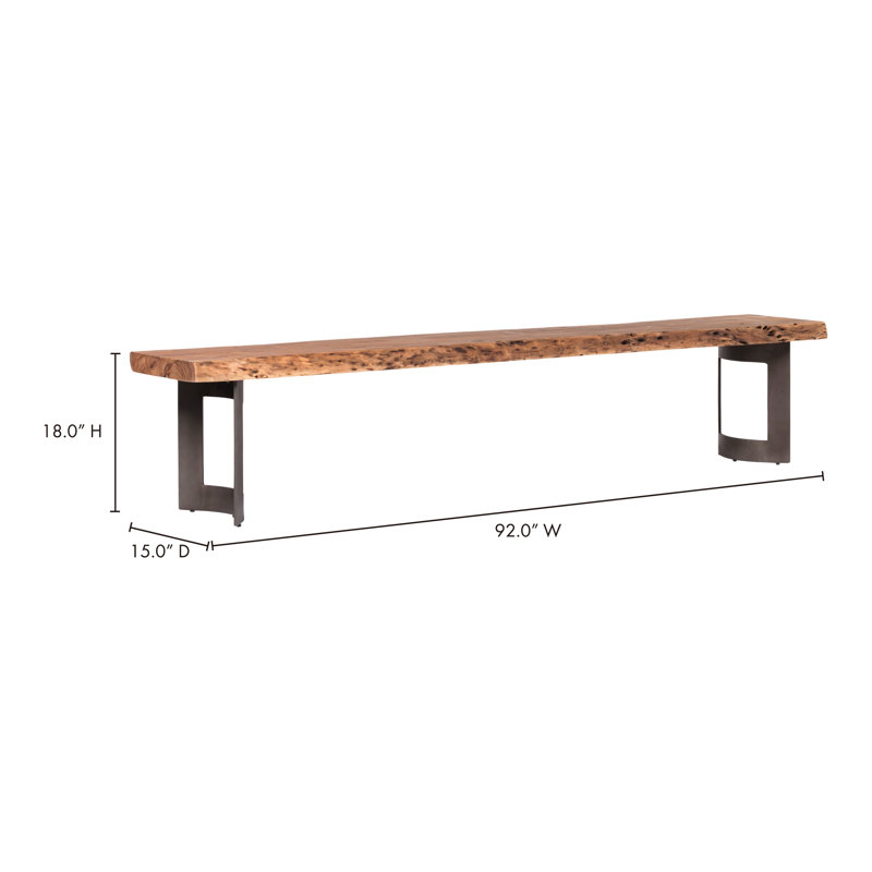 Kenmore Solid Wood Bench, 18" H x 92" W x 15" D, Brown