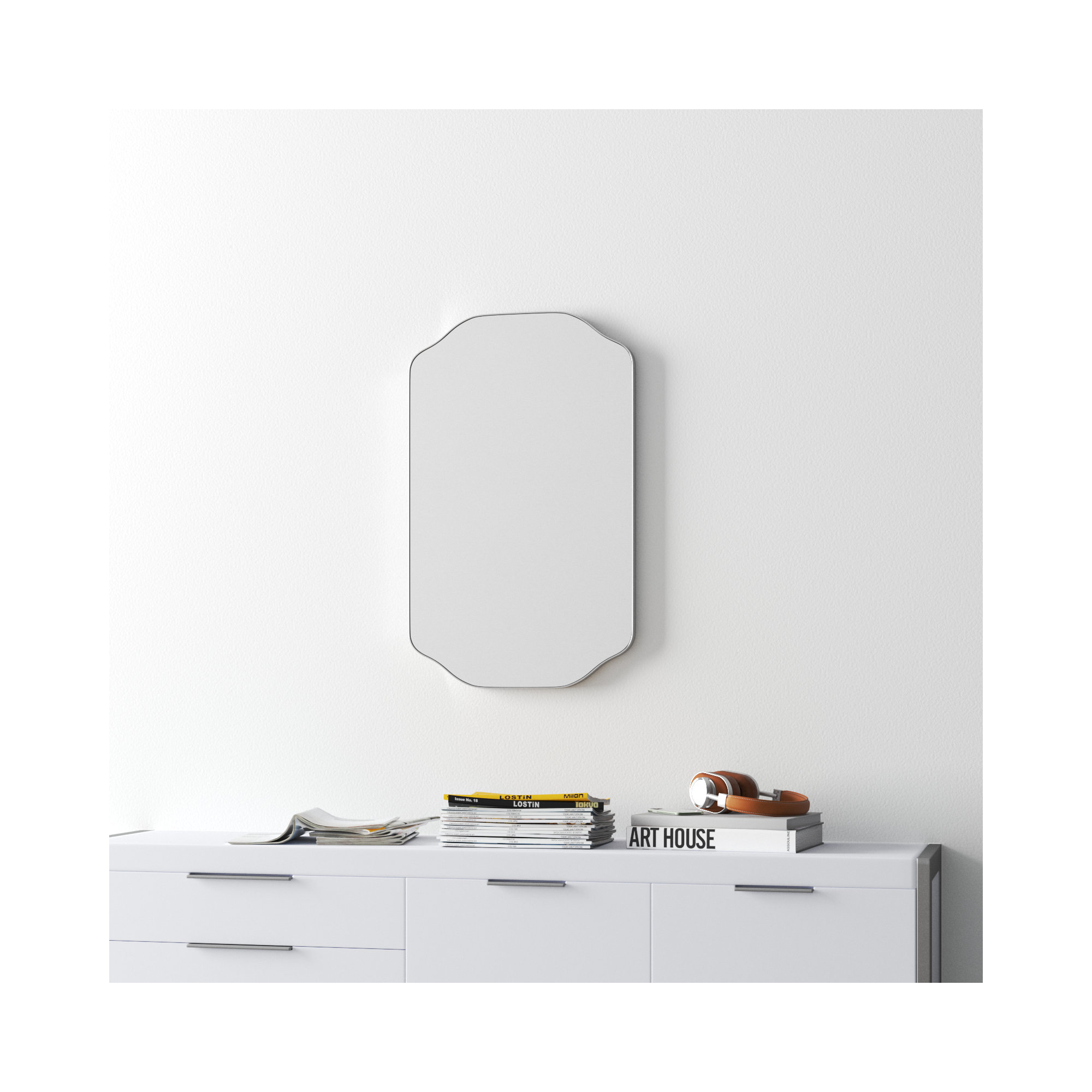 Eaton Metal Scalloped Mirror, Silver