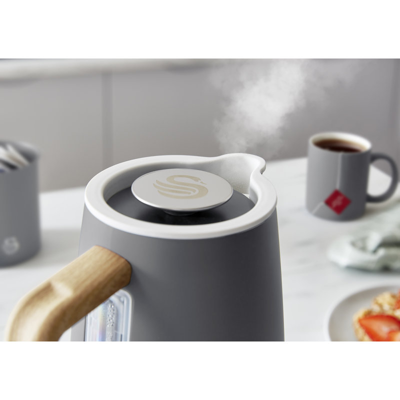 Swan Nordic 1.7L Electric Tea Kettle, 4 Slice Toaster & 3.5L Slow Cooker, Matte Grey
