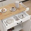 Kitchen Island Rolling Trolley Cart With Adjustable Shelves & Towel Rack & Seasoning Rack Rubber Wood Table Top-White