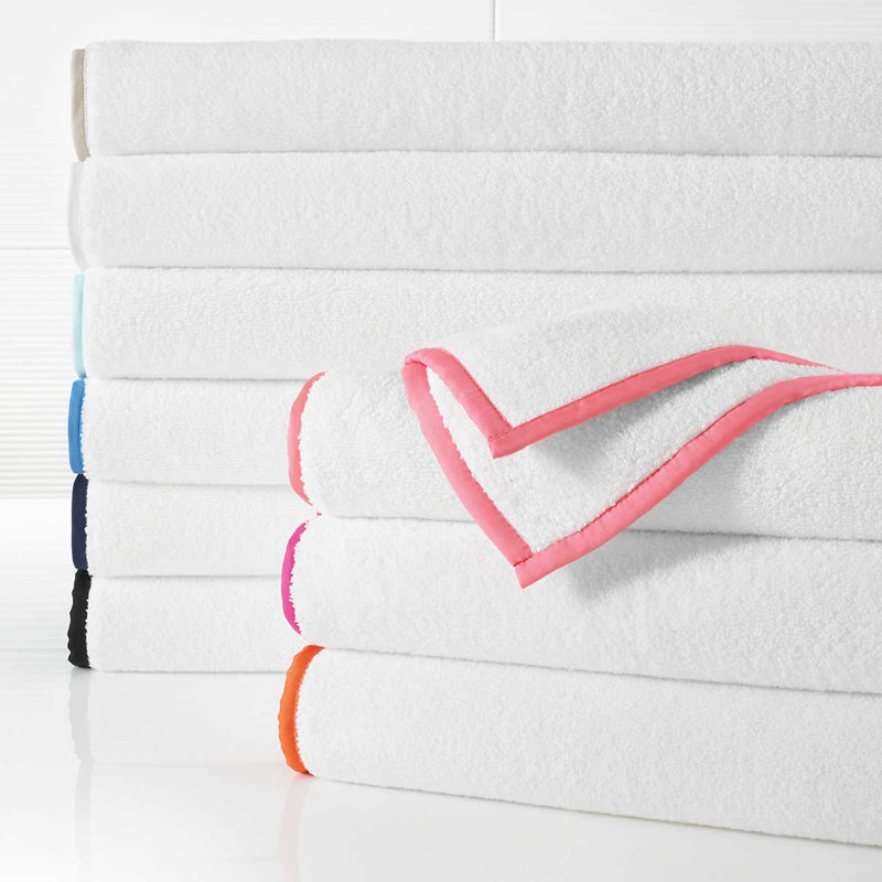 Signature Banded Washcloth, White/Indigo