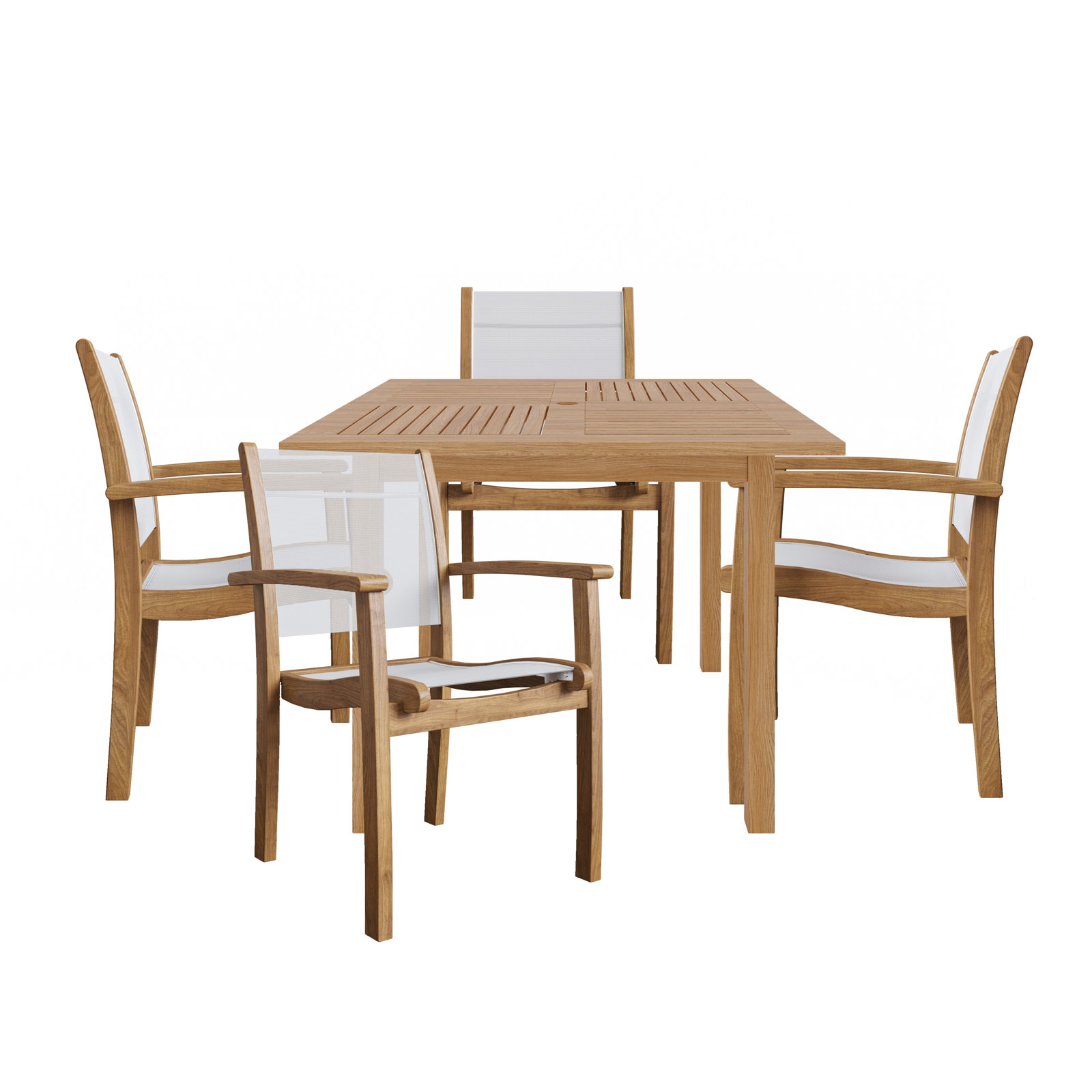 Flem 39" Teak Patio Dining Set, White