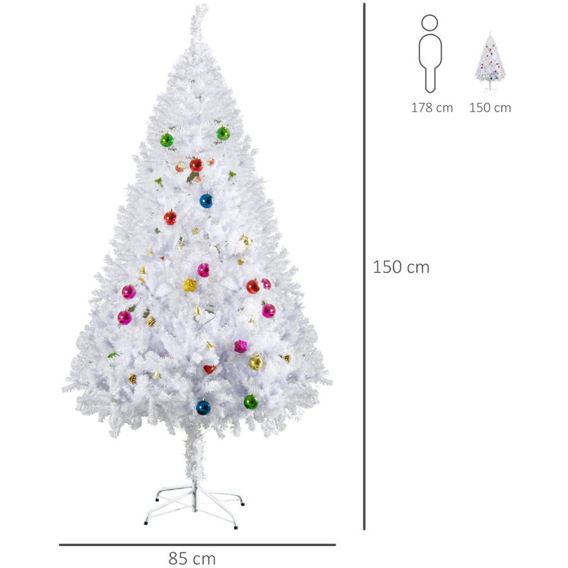Durham Artificial Fir Christmas Tree, 4.92ft H x 2.79ft W x 2.79ft D