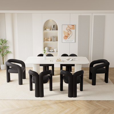 Modern Double Pedestal Dining Table Set