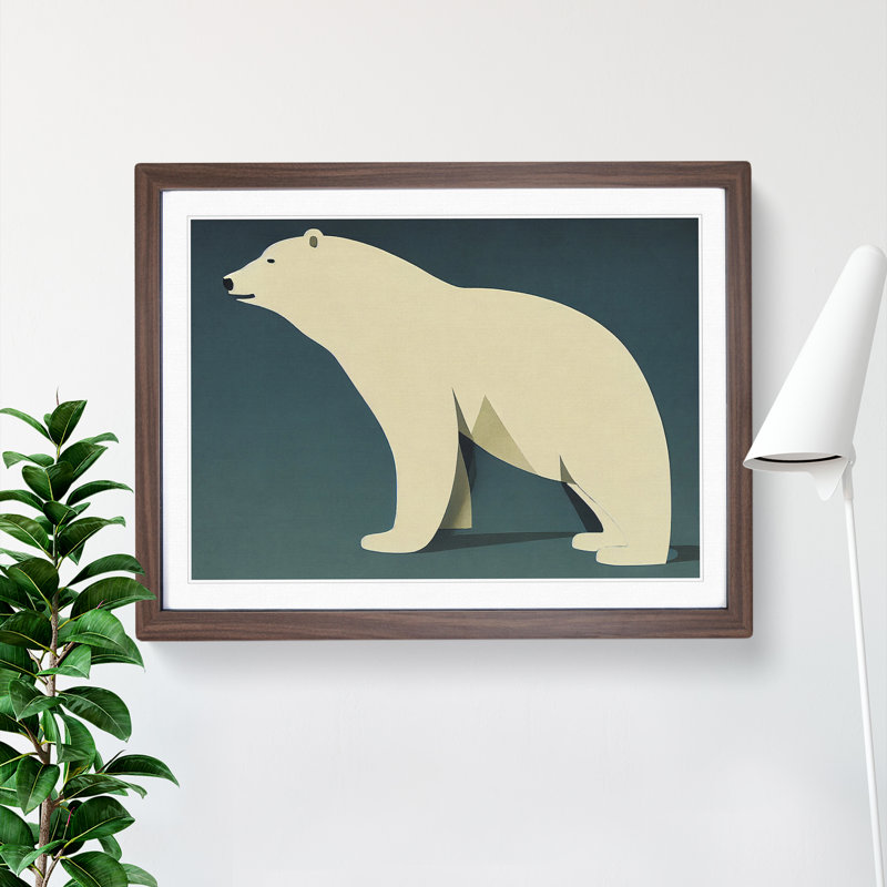 Intriguing Polar Bear Abstract - Framed Print, 46cm H x 64cm W x 2cm D, Walnut