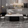 Faux Marble Dining Table for 6, with Metal Pedestal Base