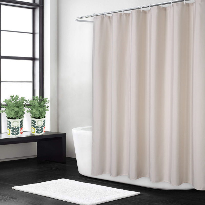 Luxury Robust Flax Linen-Look Shower Curtain for Stalls - 240GSM Waterproof Washable Fabric with Hooks - Form Resistant - Brown, 72x84 Inch