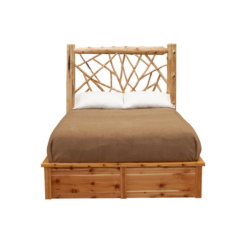Lit plateforme Fireside Lodge Cedar Log, Cèdre traditionnel, Grand lit