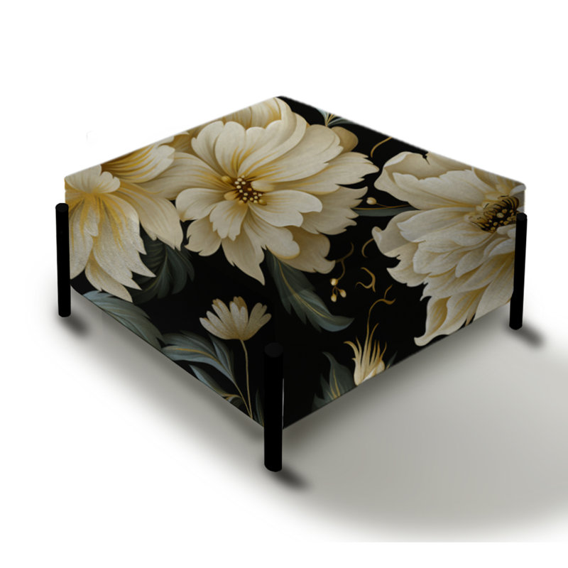 Ornement opaque damassé - Grand repose-pieds carré floral