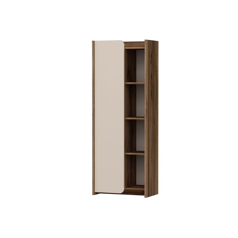 Stylish Bookshelf, Light Walnut & Beige, 23.6 x 63.0 x 13.8 Inches | 100% Melamine Coated Particle Board, Thickness: 0.7 Inches | Durable Storage Solution for Home & Office, Elegant Design for Any Room