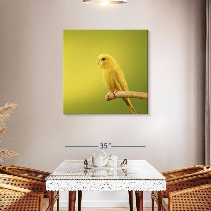 Brampt Perched Yellow Parakeet, 36" H x 36" W