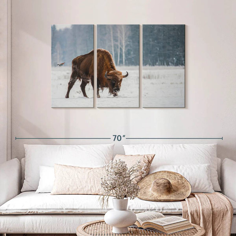 Brampt Bison In Snowy Forest, 28" H x 45" W
