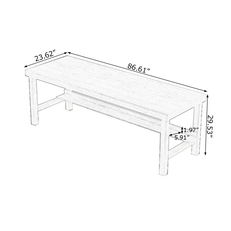 Dark Walnut Rectangular Solid Wood desks, 29.53" H x 86.61" W x 23.62" D