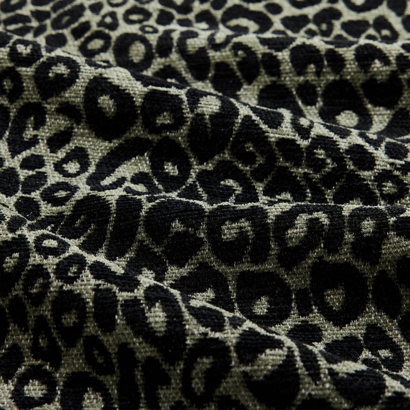 Ottoman Leopard Chenille -Green Black, Black/Green