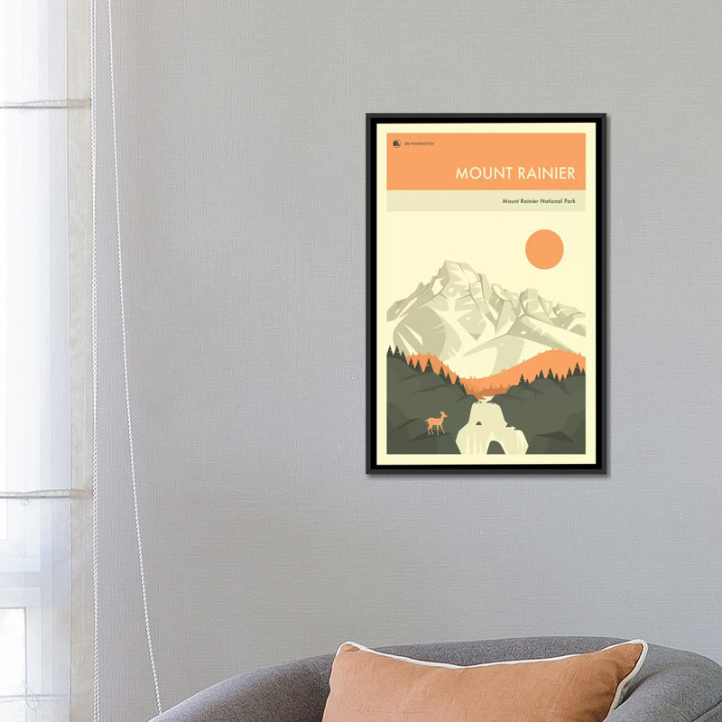 «Mount Rainier», impression sur toile, H 26 po x l 18 po x P 1,5 po, Toile avec cadre noir, Pas de tapis