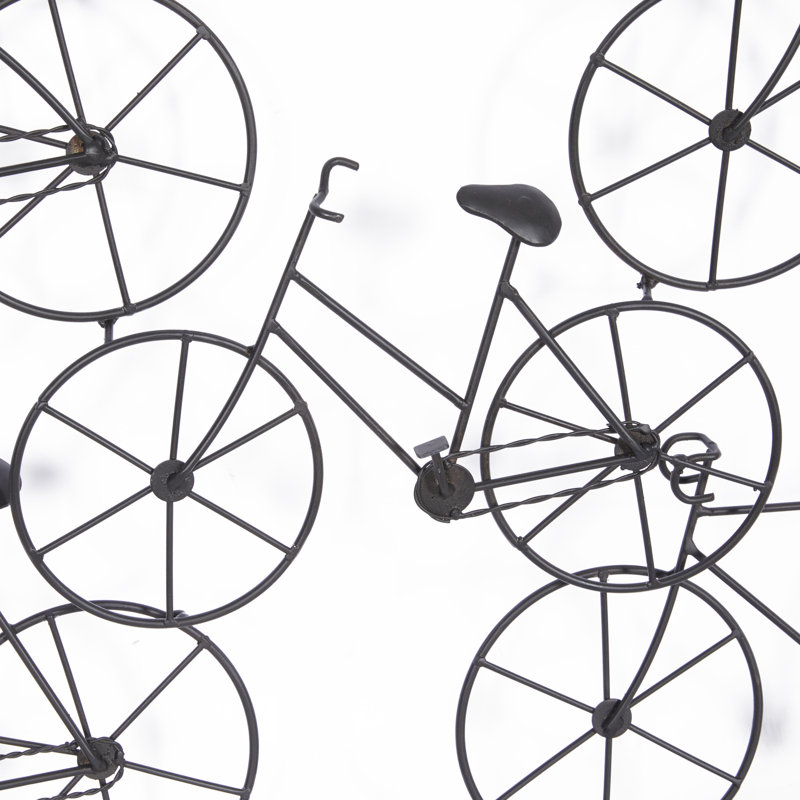 Metal Stacked Bike Black Wall Decor with Black Frame