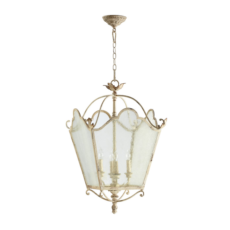 Solange 4 - Light Lantern Geometric Chandelier, Persian White