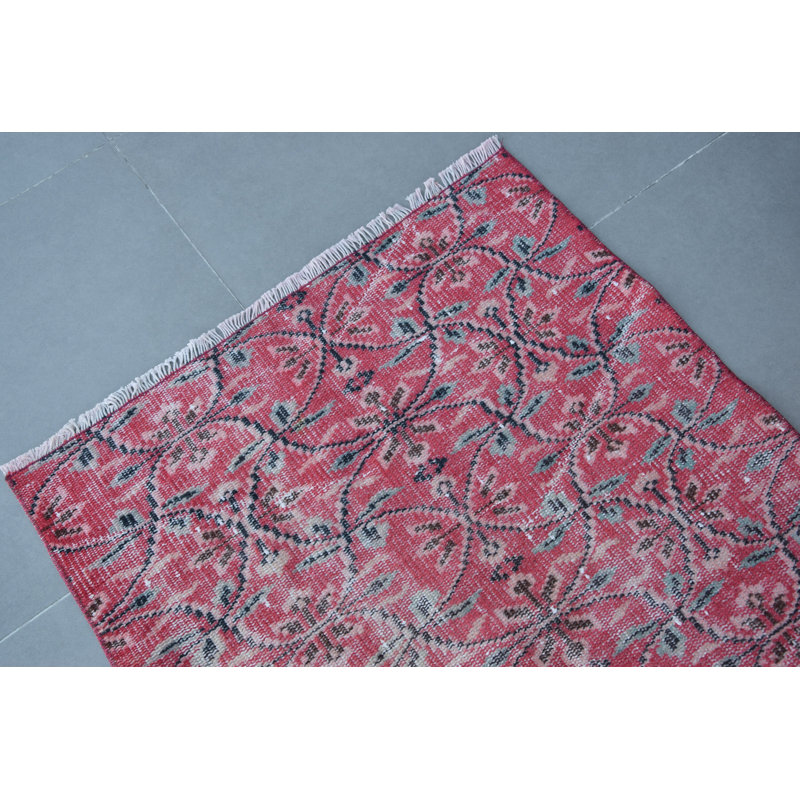 Tapis traditionnel turc traditionnel rouge avec motif géométrique pour le couloir et la maison