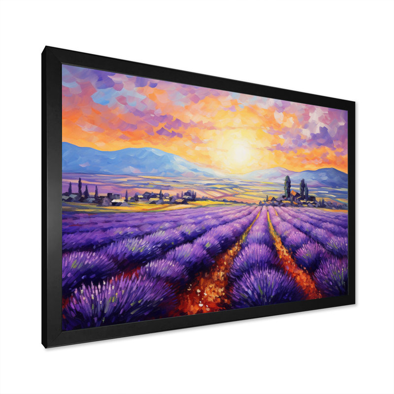 Vangogh Lavender Fields I, encadré sur toile par Vincent Van Gogh, peinture, Cadre simple noir, H 24 po x l 32 po x P 1 po